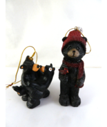 4” Black Bear w Cardinal Resin Christmas Ornament + Big Sky Bearfoots em... - $232.26 MXN