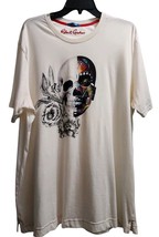 Robert Graham Mens Size XL Floral Skull Graphic T-Shirt Beige Used - £36.36 GBP