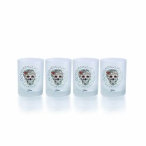 Fiesta 14oz Double Old Fashioned Glasses (Set of 4) | Sugar Skull and Vine (Wh - £64.73 GBP