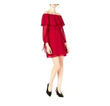 Maison Jules Womens XS Cherry Red Ruffled Off The Shoulder Dress NEW - £24.01 GBP