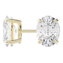 14k Yellow Gold Oval Shape Diamond Stud Earrings 1.50 Carats - £5,535.58 GBP