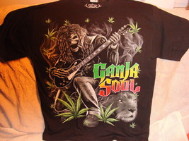 Marijuana Leaves Dreadlocked Skeleton Playing Guitar Lion Head T-SHIRT - £9.06 GBP