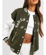 Salt Lake Colour Block Varsity Bomber Jacket With Leather Sleeves - $2,758.46 MXN+