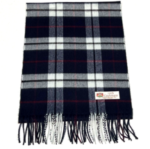 100% Cashmere Scarf Wool Wrap Plaid Dark Blue / White / Berry #K06 - $9.49