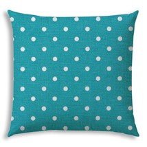20&quot; X 20&quot; Turquoise Blown Seam Polka Dots Throw Indoor Outdoor Pillow - £70.47 GBP