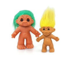 Vintage DAM trolls Denmark 1980 green hair yellow hair troll doll - £21.91 GBP