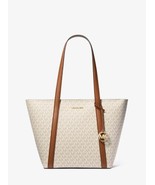 Michael Kors Pratt Large Logo and Leather Top-Zip Tote Bag Vanilla MSRP ... - £104.85 GBP