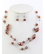 Glass MultiStrand Necklace &amp; Earring Set, Glass Beads, Wire Strands - $247.32 MXN