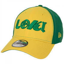 Loki Marvel Studios Yellow &amp; Green Colorway New Era 39Thirty Fitted Hat Multi-C - £35.95 GBP