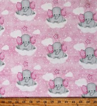 Flannel Elephants Clouds Stars Balloons Kids Cotton Flannel Fabric BTY D282.31 - $9.95