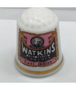 Vintage Ceramic THIMBLE Collectible Gift Watkins Pure Ground Cinnamon Label - $6.98