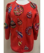 Vintage Michael Simon Ornament Beaded Christmas Sweater Cardigan Sz 2 Sm... - $253.02 CAD