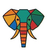 Colorful Elephant Face in Geometric Shapes - Cross Stitch Pattern PDF - $93.40 MXN