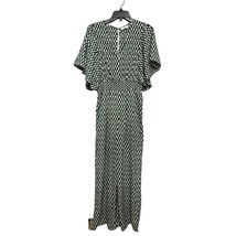 Melloday Womens Jumpsuit Green Geometric V Neck 3/4 Sleeve Kimono Palazzo S New - £16.18 GBP