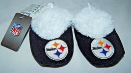 Baby Slippers Booties Size 6/9 Months Pittsburgh Steelers Black Shoes So... - $13.84