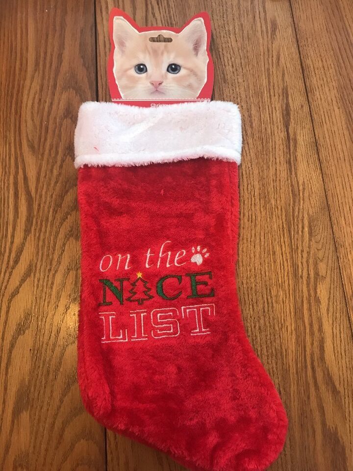Christmas Stocking For Your Cat “On The Nice List” Ships N 24h - $11.68