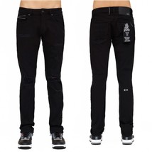 New Cult Of Individuality Rocker Slim Distressed Stretch Jeans 32x33 Black Ink - £106.81 GBP