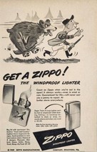 1949 Magazine Ad Zippo Windproof Lighters Bear Chases Hunter Cartoon Bradford,PA - $13.93