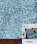 ARAGON MEDALLION STITCHED COTTON BLUE BROWN PILLOW SHAM BEDDING NEW - €20,45 EUR