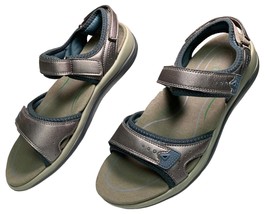 Womens OrthoFeet 967 MALIBU Two Strap Sandals Size 8 D WIDE Bronze Metallic NICE - £36.89 GBP
