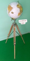 Modern Map Atlas World Globe With Wooden Tripod Stand Globe Floor Decor ... - £265.32 GBP