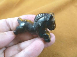 Y-HOR-RU-569 running brown Tiger&#39;s eye HORSE gemstone carving figurine s... - $14.01