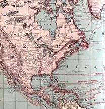 Map Voyages Of Explorers 1899 Victorian Lithograph American History DWZ2 - $39.99