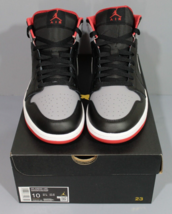 Men&#39;s NIKE AIR JORDAN 1 MID Sneakers DQ8426 006  Black/Cement Grey-Fire Red - $108.88