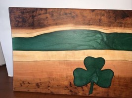 Handmade Charcuterie Serving Board With Emerald Green Epoxy River/Clove... - £233.77 GBP