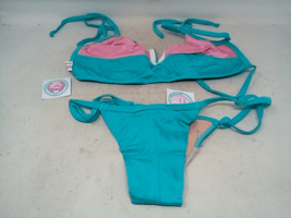 Large Youth Girl&#39;s Bikini-Ice Cream 2 Piece Swimsuit Set, Size Large - Blue/Pink - £11.38 GBP