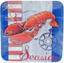 Lobster Melamine Salad Plates Square 8.5&quot; Set of 4 Beach Summer House Clam Bake - £30.54 GBP