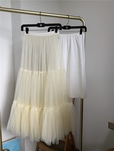IVORY White Tiered Tulle Maxi Skirts Full Tulle Layered Skirt Outfit Plus Size