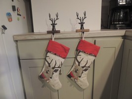 Reindeer Mantle Stocking Holder Xmas, christmas with Stockings - £29.04 GBP