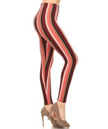 Burgundy Stripe Leggings for Women - One Size Fits Most - Soft &amp; Stretchy - $16.23 CAD