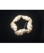 CORO Vintage Signed w/Pegasus Round Goldtone 2” Brooch Textured Seashell... - £7.61 GBP
