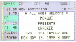 Vintage Cracker Ticket Stub May 13 1997 Seattle Washington - £27.39 GBP