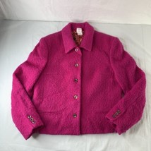 OILILY Sz M Lined Jacket Blazer Fuchsia Bold Pink Mohair Wool Made In Mo... - $63.05