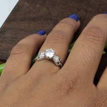 Süß Indischer Stil Echt 925 Massiv Silber Ring Weiß Cz Nieten Platin Finish - £14.08 GBP
