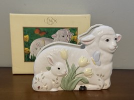 Lenox Butterfly Meadow Lamb Napkin Holder Louise Le Luyer Bunny Tulips E... - $39.59