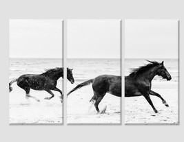 Black Horses Photo on the Beach Canvas Art Horses Wall Art Horse Print Home Deco - £39.16 GBP