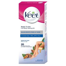 Veet Full Body Waxing Kit Sensitive Skin 20 Wax Strips, Buy 2 Get 1 Free - £11.74 GBP