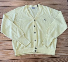 Vintage Izod Lacoste Men’s Button Up cardigan sweater size M Yellow A10 - $38.61