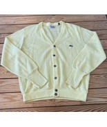 Vintage Izod Lacoste Men’s Button Up cardigan sweater size M Yellow A10 - £30.36 GBP