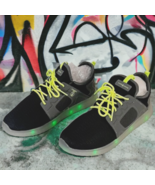 Flash Lights Rechargeable Boys Athletic Black Lime Shoes Sneakers size 7  - $12.95