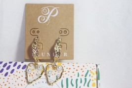 Plunder Earrings (new) CAMILA - CLEAR HEARTS ACCENTED W/ PEARLS - 2&quot; (PE... - $14.91