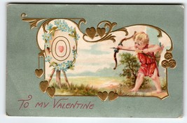 Valentines Postcard Cherub Angel Shooting Arrow Target John Winsch Back Germany - £12.30 GBP