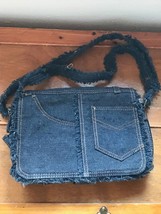 Gently Used White Dove Designs Small Denim Hand Bag Purse with Zipper Cl... - £11.00 GBP