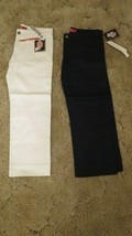 Dickies Girl&#39;s Pants Sz 3 Stretch Fabric  31 x  24.5&quot;  White &amp; Black Lot of 2 - £12.47 GBP