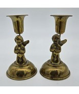 Vintage Brass Angel Candlestick Holders Praying Winged Figures Religious... - $30.08 CAD