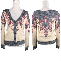 Flying Tomato My Love Cardigan Sweater Beige Blue Red Small New - $35.00